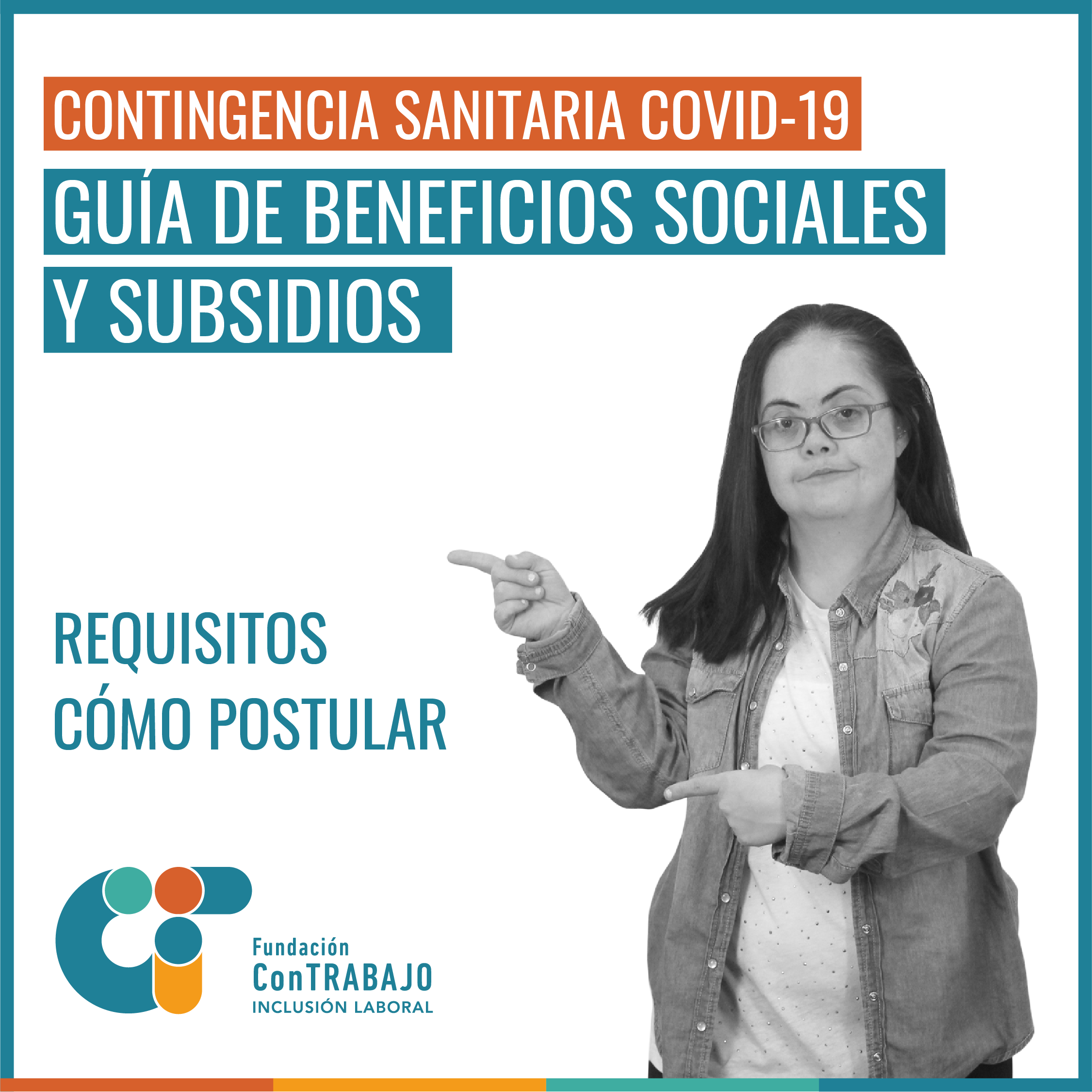 Persona con discapacidad apunta título que dice: Guía de beneficios sociales y subsidios, requisitos como postular